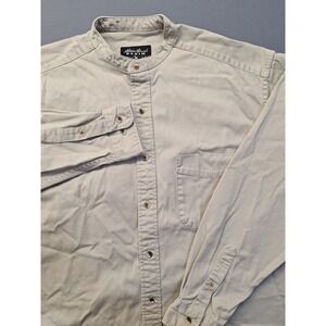 Vintage Eddie Bauer Mens Tan Denim Long Sleeve Shirt Large Y2K Made In Canada‎